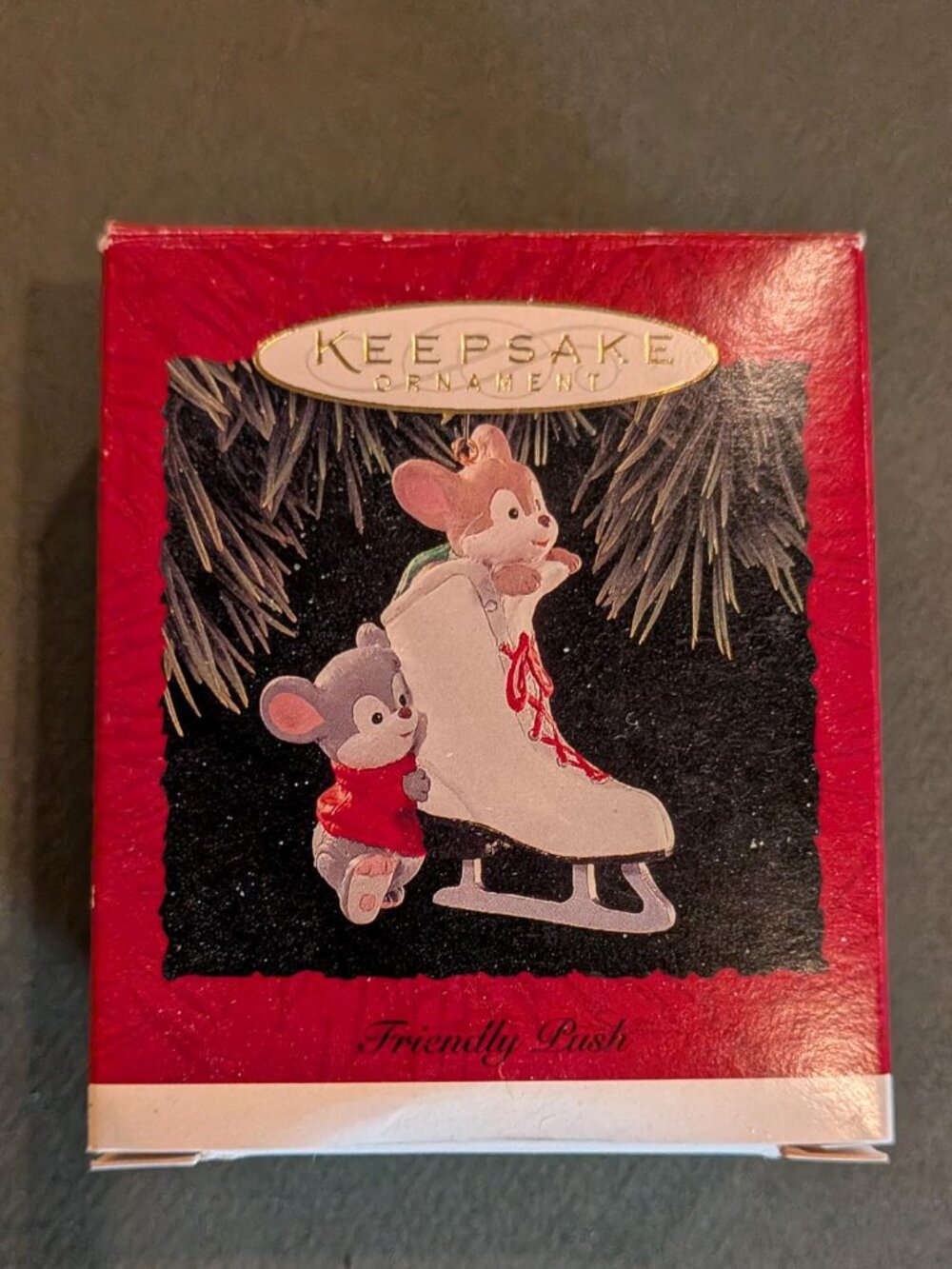 Vintage Hallmark-Friendly Push Mouse (Mice) Ornament 1994